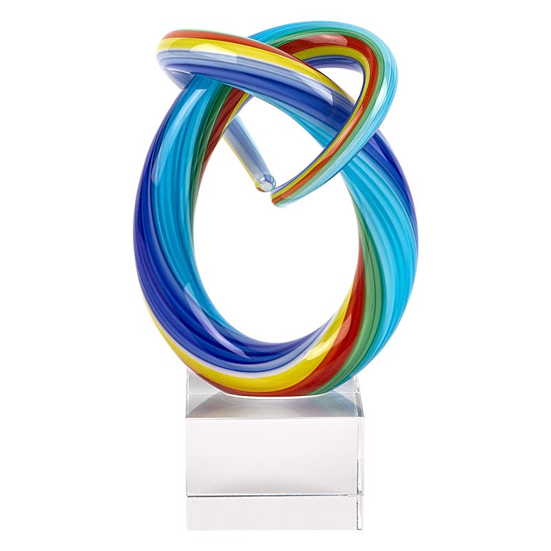 Badash Mini Rainbow Murano-Style Glass Sculpture - 6" Tall Mouth-Blown Art on Crystal Base - Contemporary Home Decor Accent Piece - Image 1